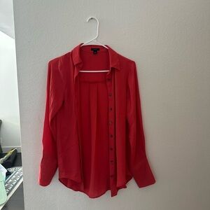 Ann Taylor Factory Coral Button-Up Blouse